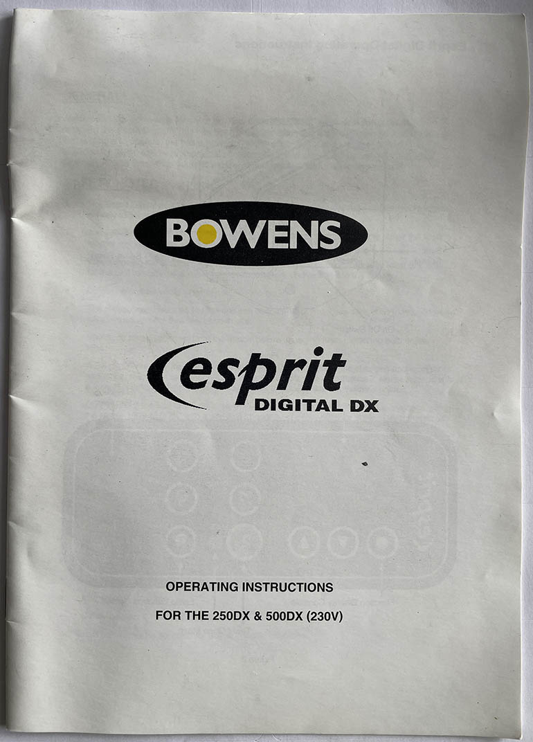 Bowens Esprit Digital DX Instruction manual