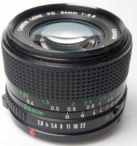 Canon 24mm f/2.8 FD wide-angle 35mm interchangeable lens