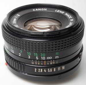 Canon 50mm f/2 FD  35mm interchangeable lens