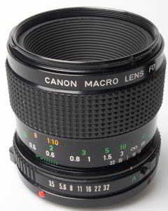 Canon 50mm f/3.5 Macro FD  35mm interchangeable lens