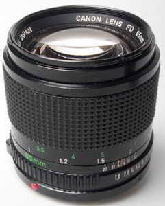 Canon 85mm f/1.8 FD  35mm interchangeable lens