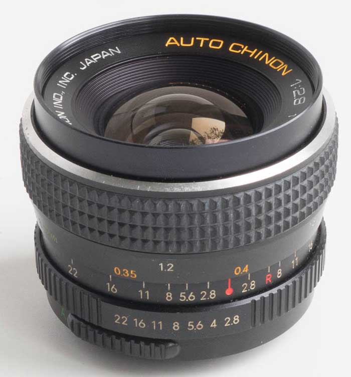 Chinon 28mm f/2.8 wide-angle 35mm interchangeable lens