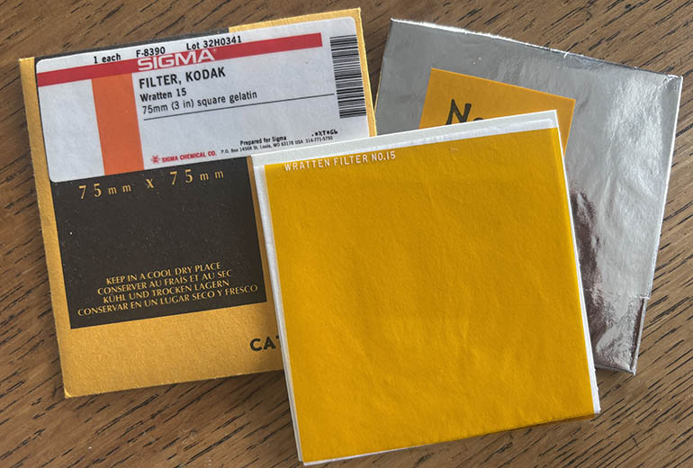 Kodak Wratten 15 gelatin filter 75mm square  Filter