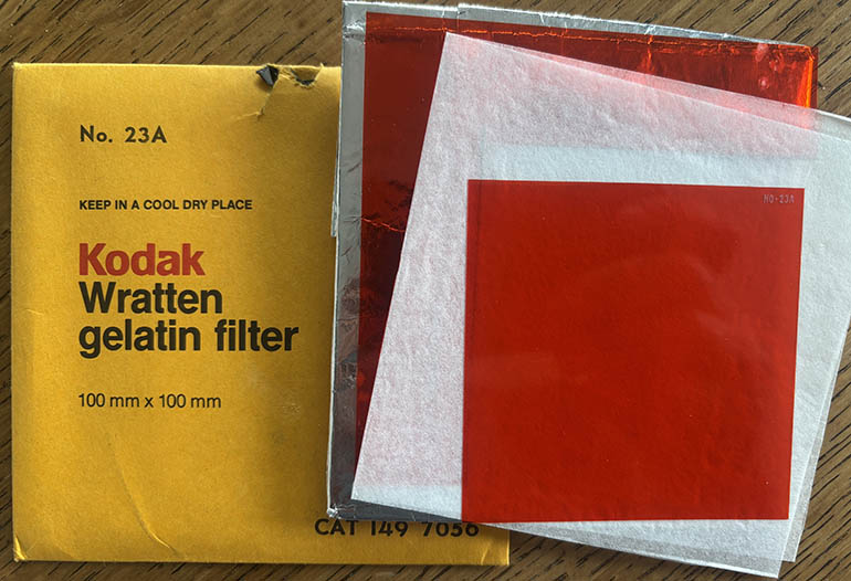 Kodak Wratten 23A gelatin filter 75mm square  Filter
