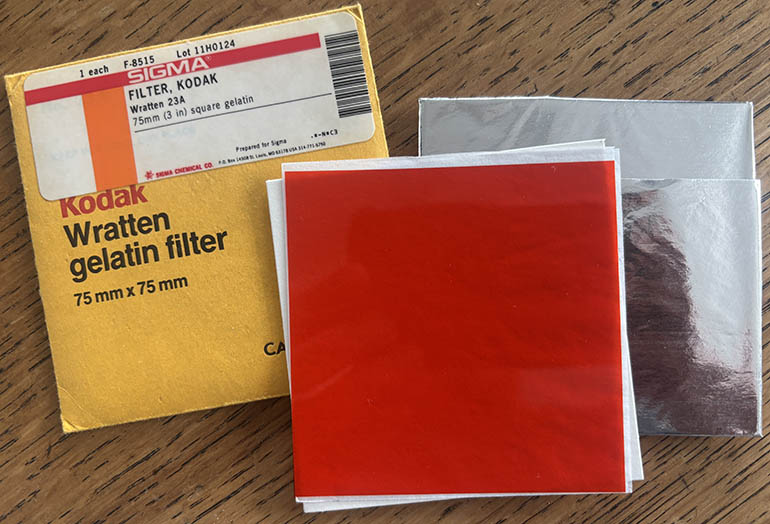 Kodak Wratten 23A gelatin filter 75mm square  Filter