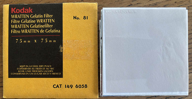 Kodak Wratten 81 gelatin filter 75mm square  Filter
