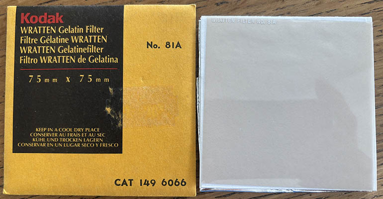 Kodak Wratten 81A gelatin filter 75mm square  Filter