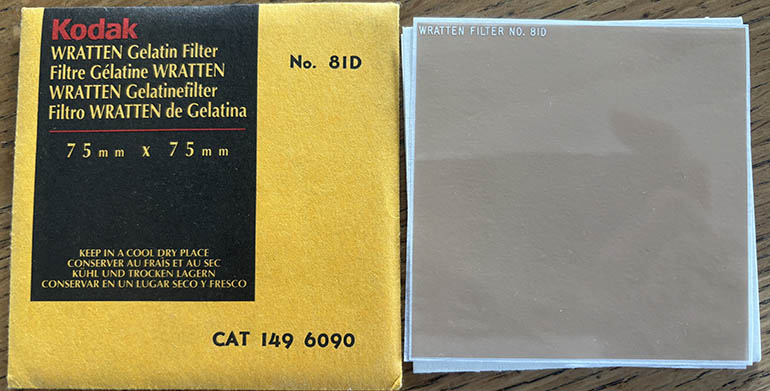 Kodak Wratten 81D gelatin filter 75mm square  Filter