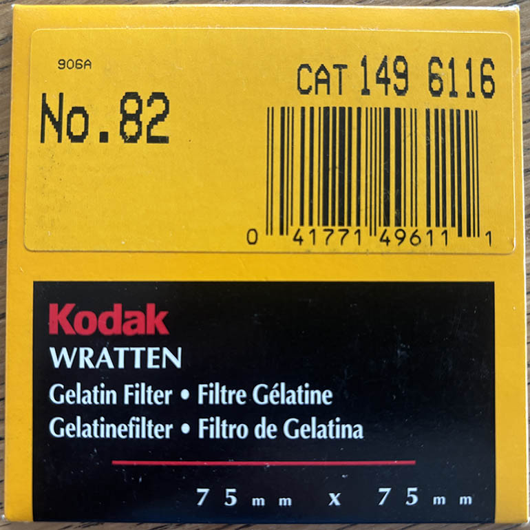 Kodak Wratten 82 gelatin filter 75mm square  Filter