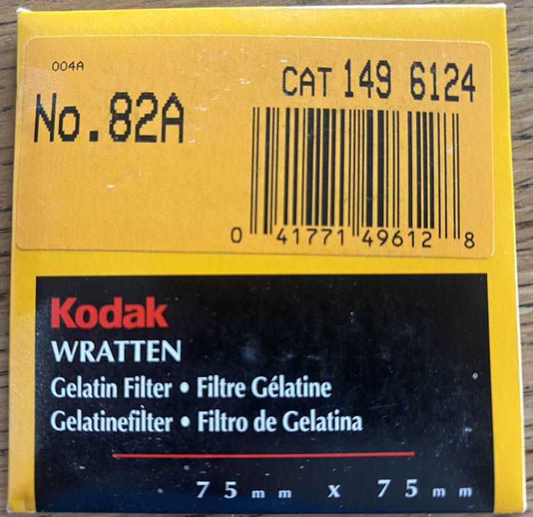 Kodak Wratten 82A gelatin filter 75mm square  Filter