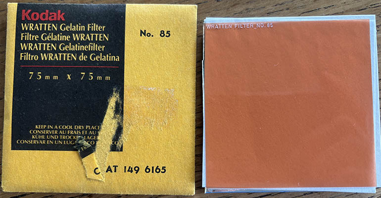 Kodak Wratten 85 gelatin filter 75mm square  Filter