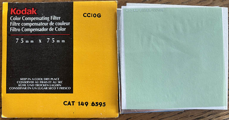 Kodak Wratten CC10G Green gelatin filter 75mm square  Filter