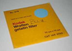 Second hand Kodak Wratten 47B dark blue gelatin filter 75mm square