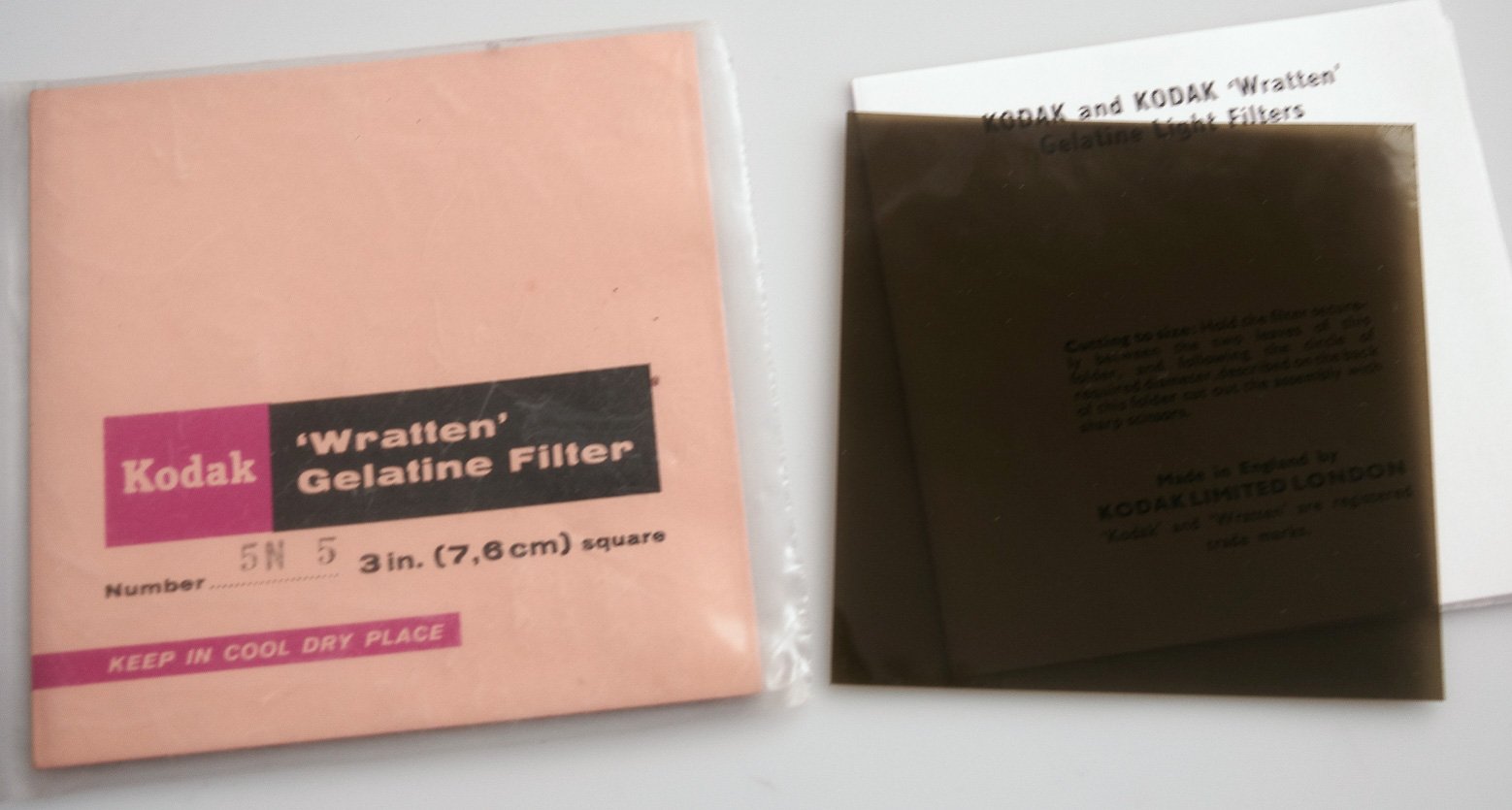Pre-owned Kodak Wratten 5N 5 gelatin filter 3in (76mm) square