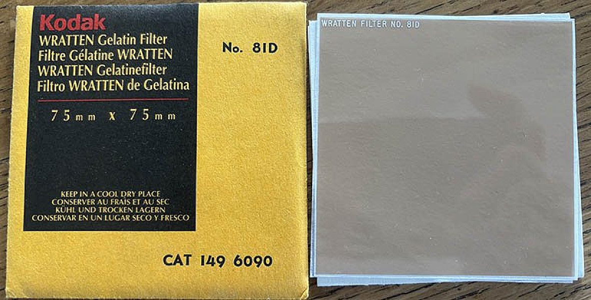 Second hand Kodak Wratten 81D gelatin filter 75mm square