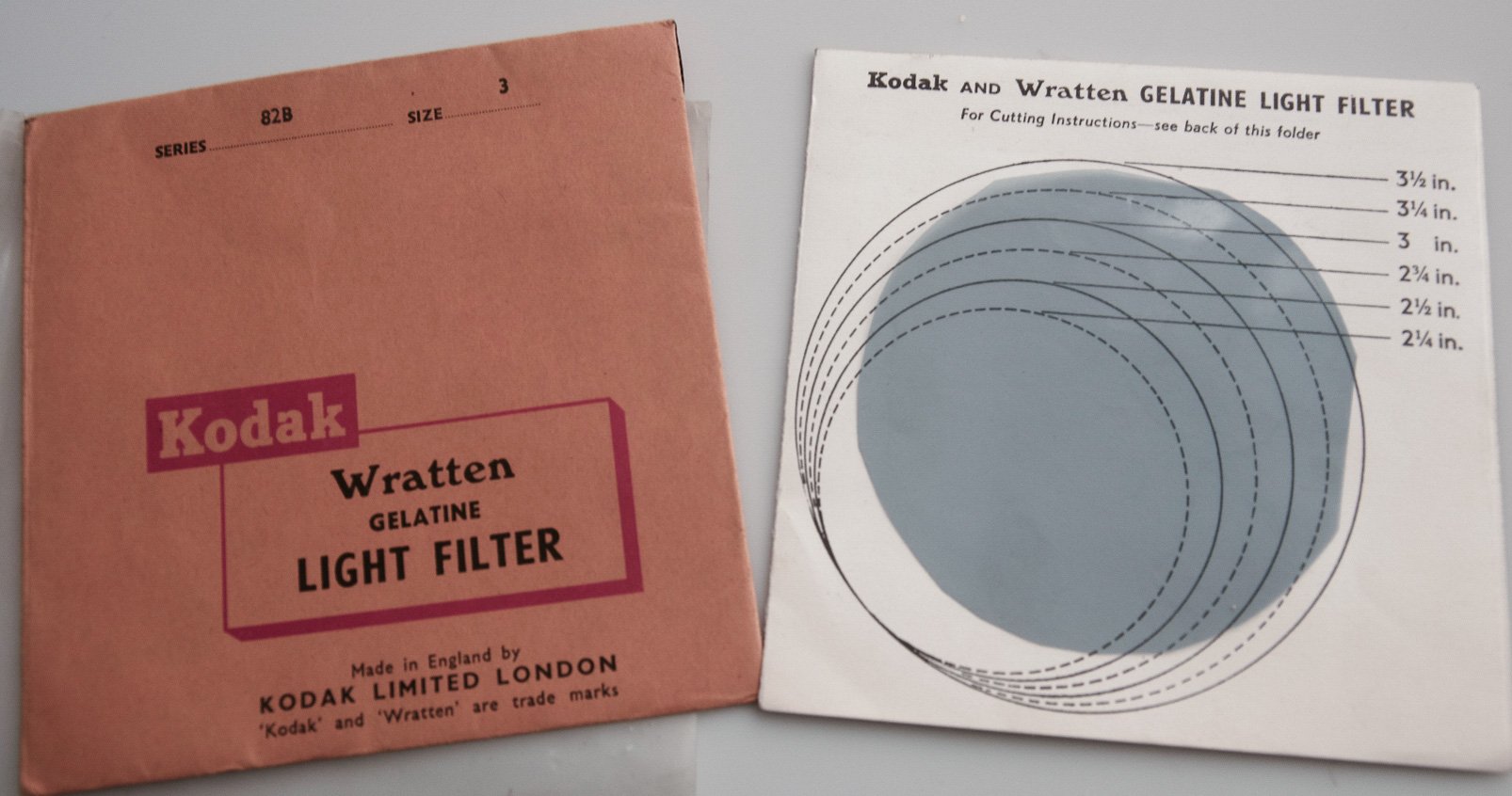 Used Kodak Wratten 82B gelatin filter 100mm square