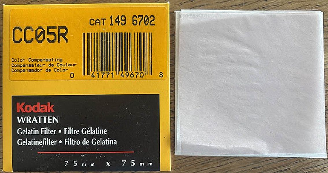 Pre-owned Kodak Wratten CC05R red gelatin filter 75mm square