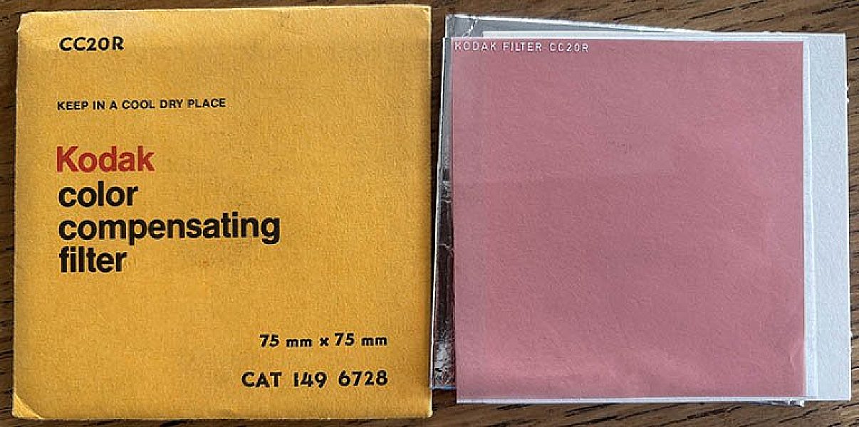 Used Kodak Wratten CC20R red gelatin filter 75mm square