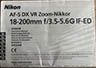Nikon AF-S DX Vr Zoom Nikkor 18-200mm f/3.5-5.6 G IF-ED (Instruction manual) £3.00