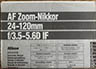 Nikon AF Zoom Nikkor 24-120mm f/3.5-5.6 D IF (Instruction manual) £3.00