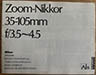 Nikon Zoom Nikkor 35-105mm f/3.5-4.5  (Instruction manual) £4.00