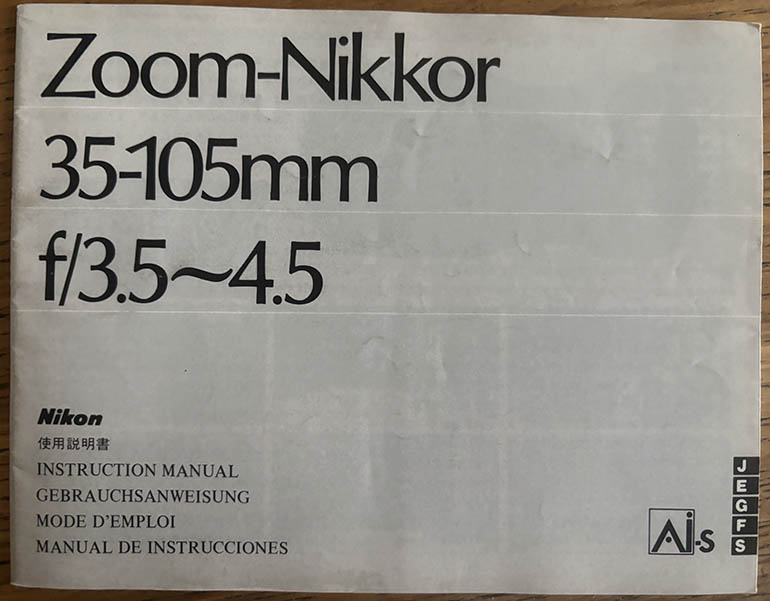 Nikon Zoom Nikkor 35-105mm f/3.5-4.5  Instruction manual