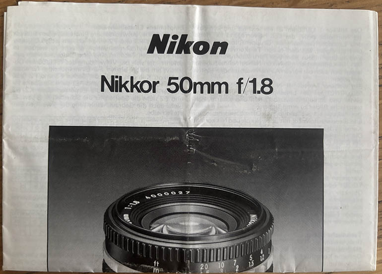 Nikon Nikkor 50mm f/1.8 Instruction manual