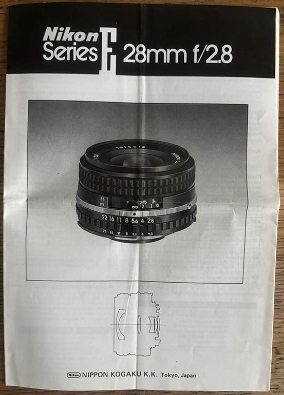 Nikon Series E 28mm f/2.8 Instruction manual