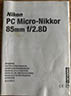 Nikon PC Micro Nikkor 85mm f/2.8D (Instruction manual) £6.00