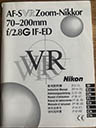 Nikon AF-S VR Zoom Nikkor 70-210mm f/2.8 G IF-ED (Instruction manual) £6.00