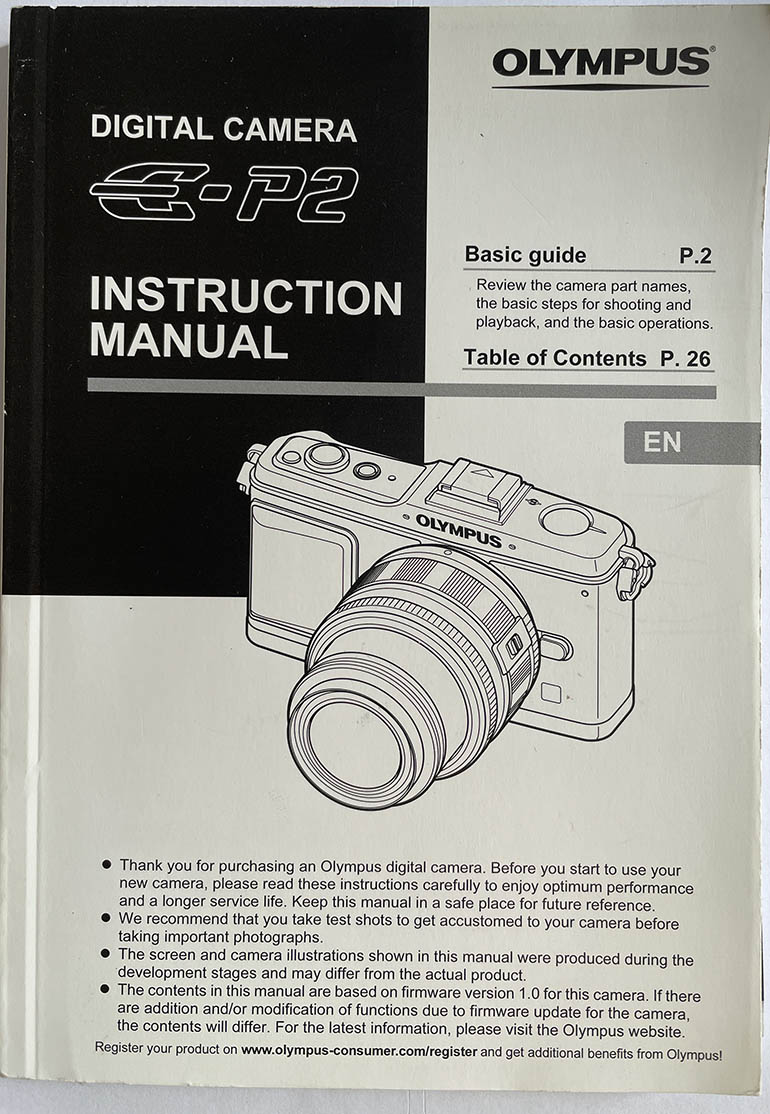 Olympus E-P2 Digital Camera Instruction manual