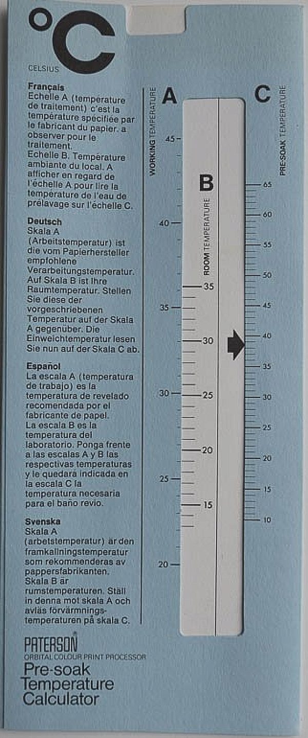 Used Paterson Pre-soak temperature calculator
