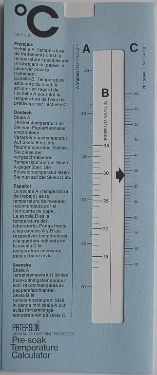 Paterson Pre-soak temperature calculator Darkroom