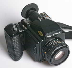 Pentax 645 camera c/w 75mm f/2.8 and 120 insert Medium-format camera