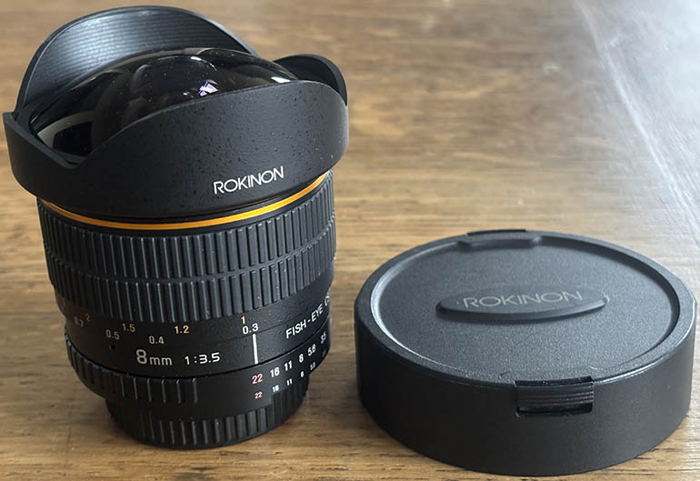 Rokinon 8mm f/3.5 Fish-Eye Nikon F 35mm interchangeable lens