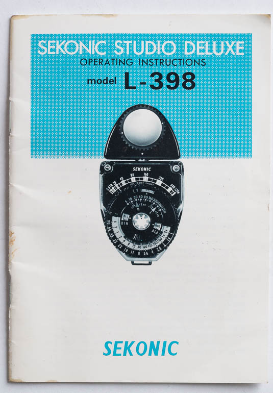 Sekonic Studio Deluxe L-398 Instruction manual