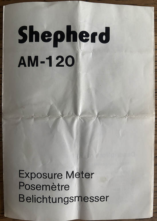 Shepherd AM-120 Exposure Meter Instruction manual